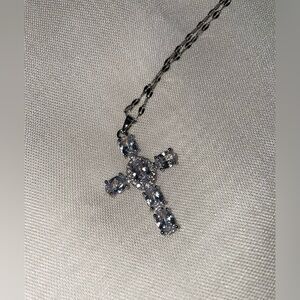 B. Collective Silver & White Stone Cross Pendant Necklace | SAMPLE SALE